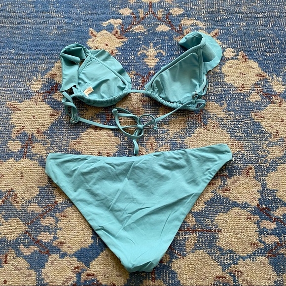 Eberjey Graziela Ruffle Bikini in Teal M - Picture 5 of 7